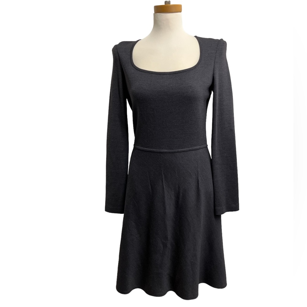 St. John Charcoal Gray Wool A-line Sweater Dress